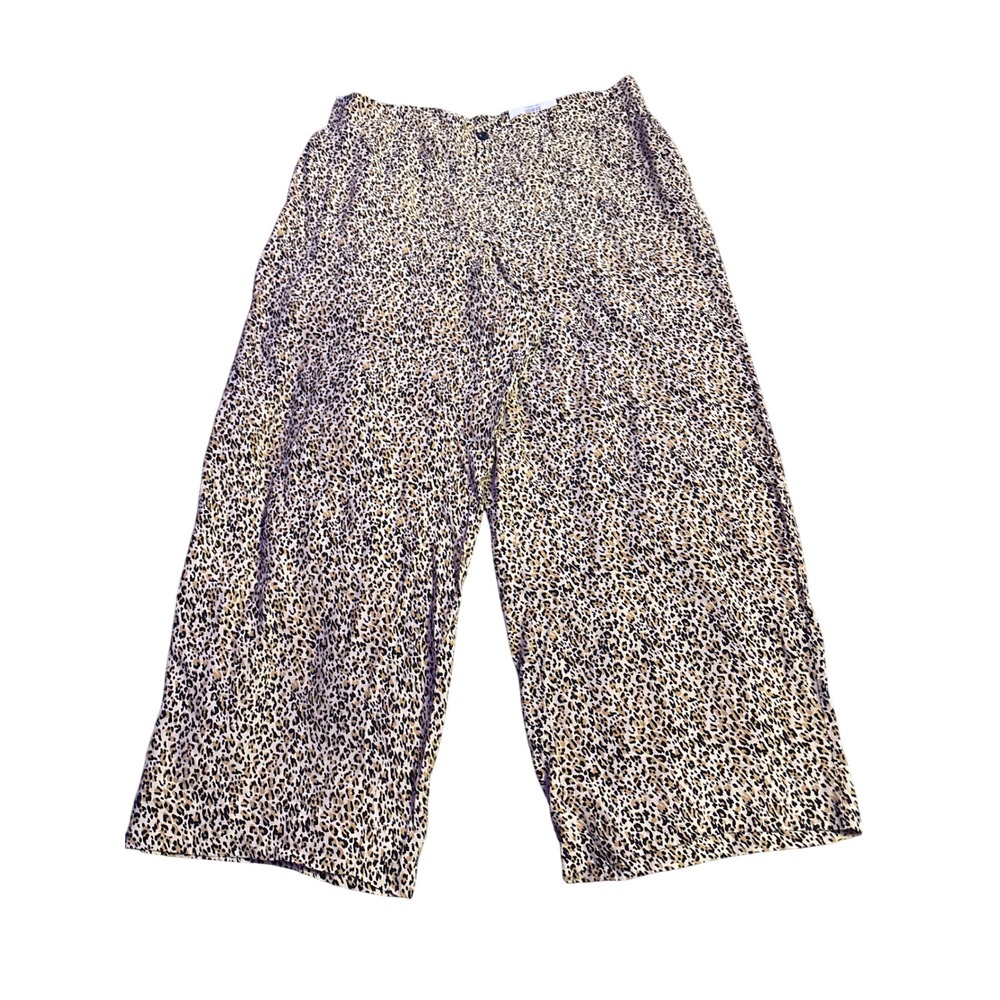 NEW On 34th Leopard Print Wide Leg Palazzo Pants High Rise Plus Size 2X